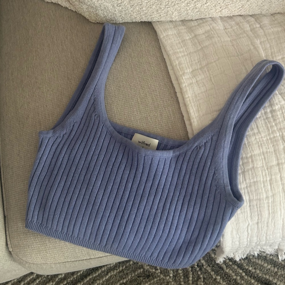 Aritzia Wilfred Light Blue Knit Top crop cami